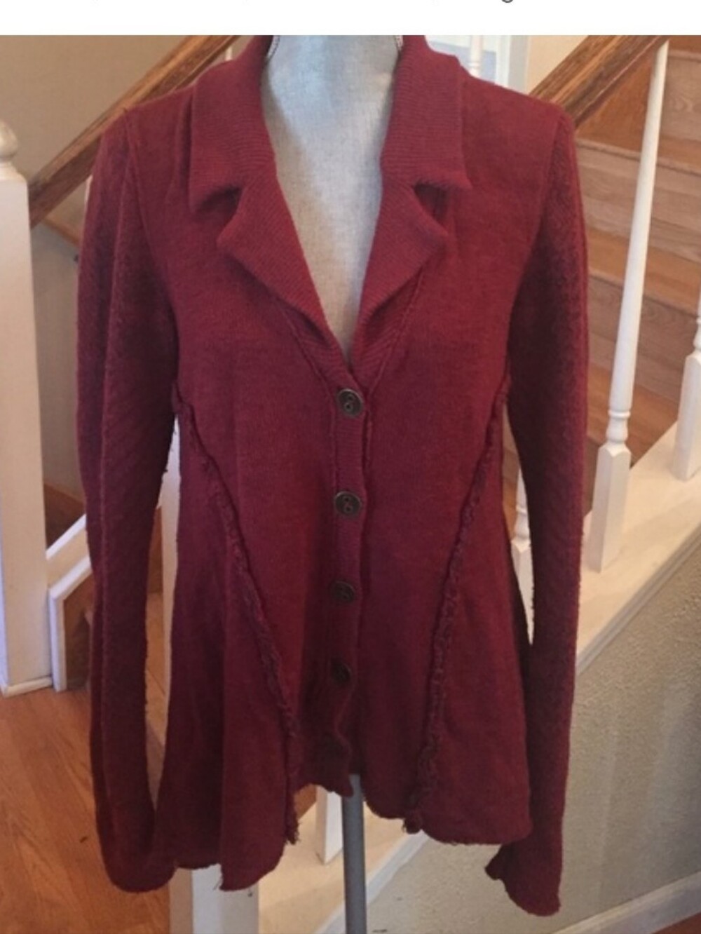 Free People Fireworks Cardigan Sweater Burgundy Size M